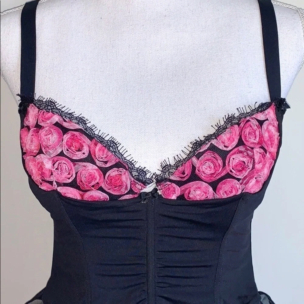 Mesh Rosette Floral Bustier Corset